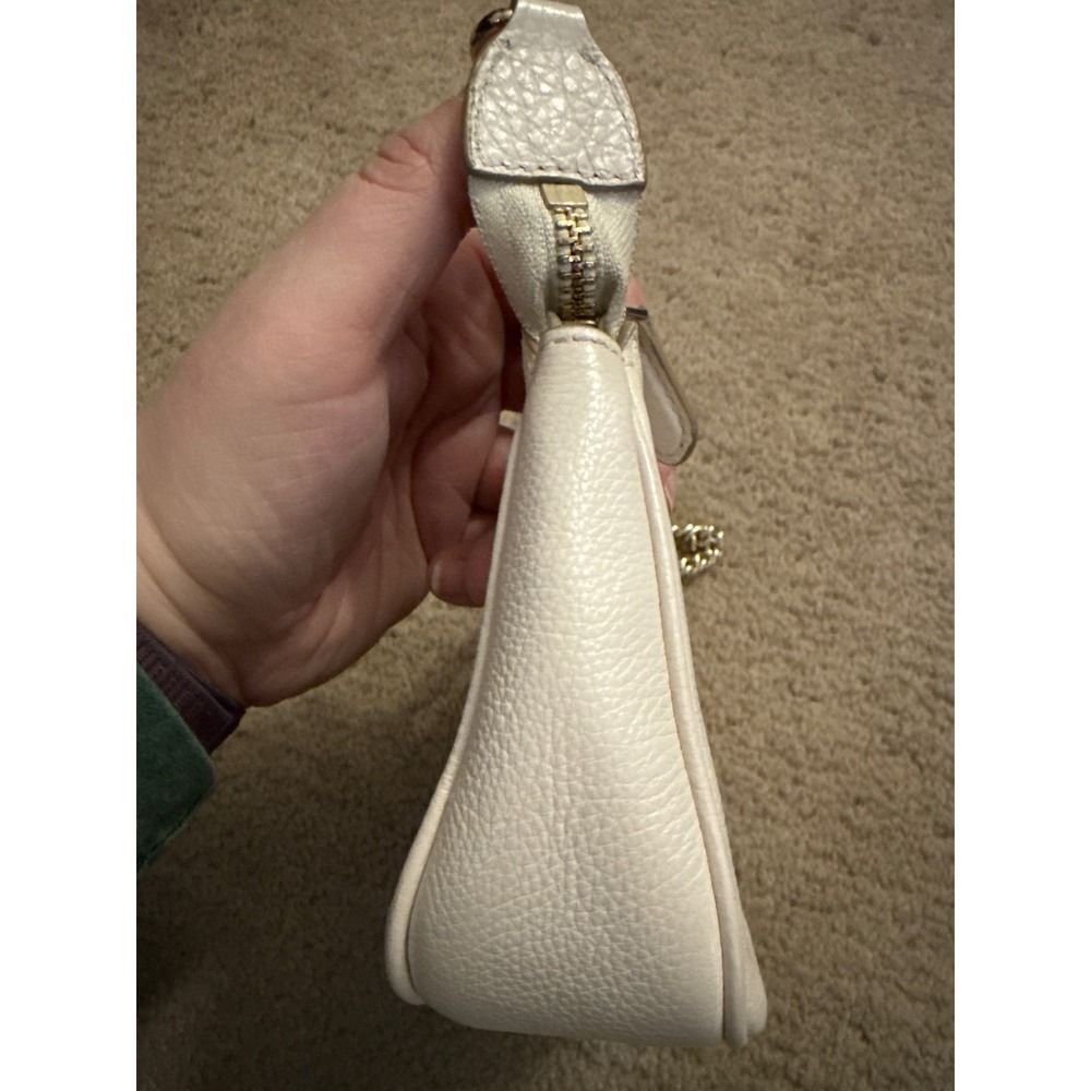 Authentic Coach Nolita 19 Chalk Refined Pebble Leather Wristlet Gold Chain - Picture 8 of 10